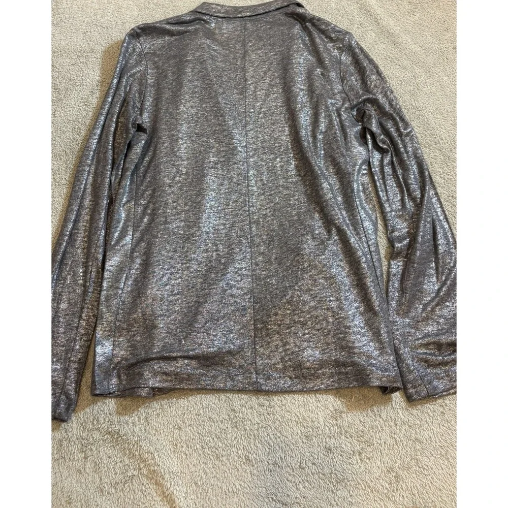 Majestic Filatures Paris Metallic Linen Open Cardigan Blazer Silver M Portugal 3